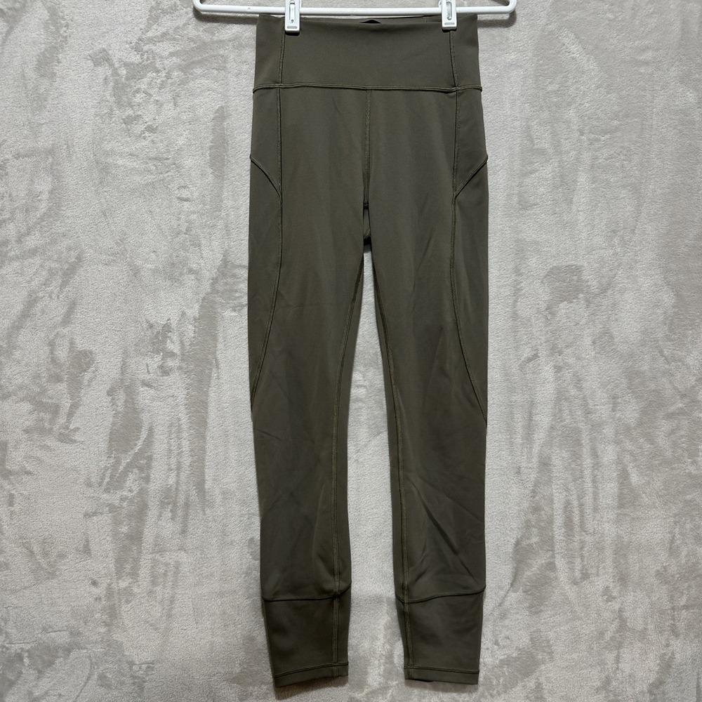Lululemon In Movement Tight 25 Everlux Fabric Womens 4 Green Soft Contoured Seam